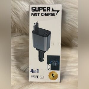 Super Car Charger, 120W 4 in 1 Super Fast Charge Car Phone Charger 2 Ports